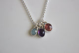 Gemstone Trio Necklace - Amethyst, Aquamarine, Strawberry Quartz