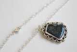 Blue Stone Necklace /  Blue Covellite Stone Silver Jewelry / Metallic Blue Stone Pendant Sterling Silver Necklace