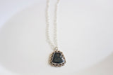 Blue Stone Necklace /  Blue Covellite Stone Silver Jewelry / Metallic Blue Stone Pendant Sterling Silver Necklace