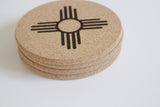 Zia Coasters / New Mexico Coasters / NM Gift / Cork Coasters