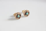 Gold and Turquoise Zia Earrings / New Mexico Earrings / State of New Mexico Zia Gift / Gold Zia Earrings