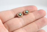Gold and Turquoise Zia Earrings / New Mexico Earrings / State of New Mexico Zia Gift / Gold Zia Earrings