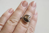 Gold Sheen Sapphire Moon Ring- Size 6.5