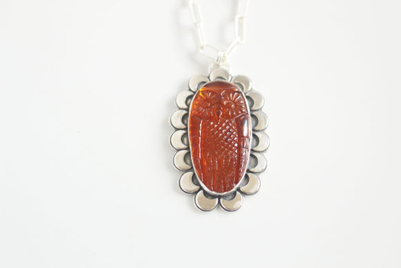 Amber Owl Long Necklace