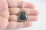 Blue Stone Necklace /  Blue Covellite Stone Silver Jewelry / Metallic Blue Stone Pendant Sterling Silver Necklace