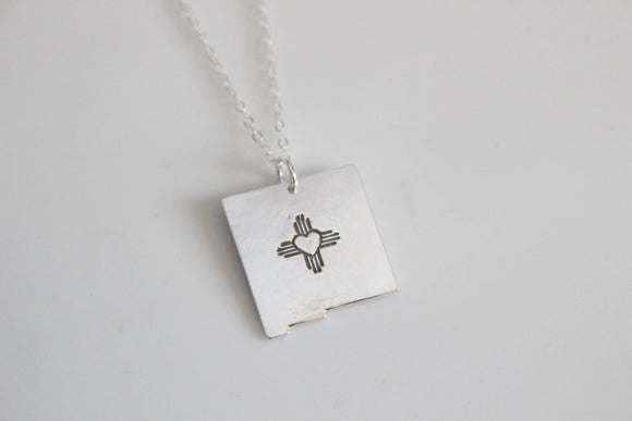New Mexico State Zia Necklace / Heart Zia NM Necklace/ Zia Necklace/ New Mexico Charm/ Zia Gift/ New Mexico Necklace