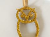 Chi Omega Ornament Gold Glitter Acrylic Owl Ornament