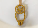 Chi Omega Ornament Gold Glitter Acrylic Owl Ornament