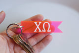 Chi Omega Keychain / Greek Letter Keychain / Hot Pink Keychain / Chi O