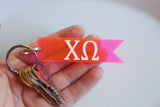 Chi Omega Keychain / Greek Letter Keychain / Hot Pink Keychain / Chi O
