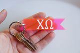 Chi Omega Keychain / Greek Letter Keychain / Hot Pink Keychain / Chi O