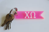 Chi Omega Keychain / Greek Letter Keychain / Hot Pink Keychain / Chi O