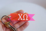 Chi Omega Keychain / Greek Letter Keychain / Hot Pink Keychain / Chi O