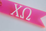 Chi Omega Keychain / Greek Letter Keychain / Hot Pink Keychain / Chi O