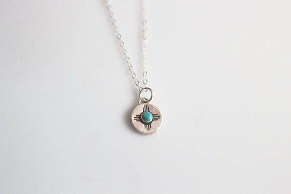 Turquoise Zia Necklace New Mexico Necklace Moving Gift Homesick Gift
